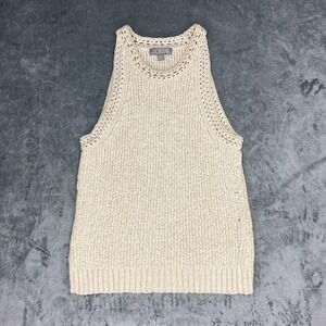 J. CREW Sweater Womens‎ Size XS Beige Ecru High Neck Textured Pointelle Tank